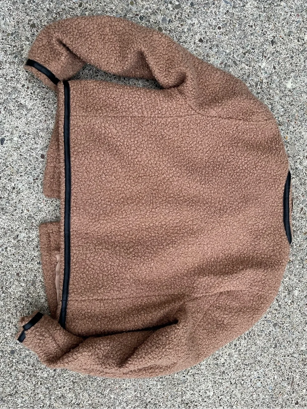 J. Crew Brown Sherpa-Lined Shirt Jacket with Black Trim Size 8